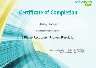 Three Phone Response - Problem Resolution Certification