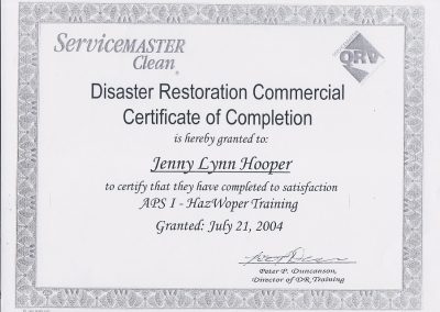 Disaster Restoration Commercial Certificate of Completion