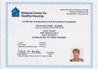 Certificate of completion of renovator Initial course