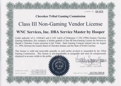 Cherokee Tribal Gaming Commission Class III Non-Gaming Vendor License