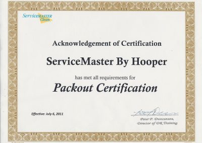 ServiceMaster by Hooper Packout Certification